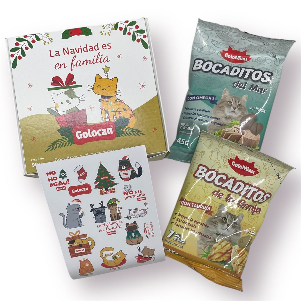 GOLOCAN CAJA NAVIDEÑA GATO SNACKS + STICKERS