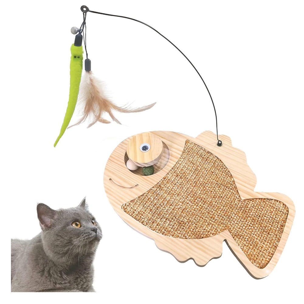 JUGUETE GATO BASE RASCADOR PEZ INTERACTIVO 36x26x30
