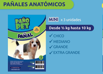 PAÑO PET PAÑAL PACK X3 GRANDE de 1 a 5kg