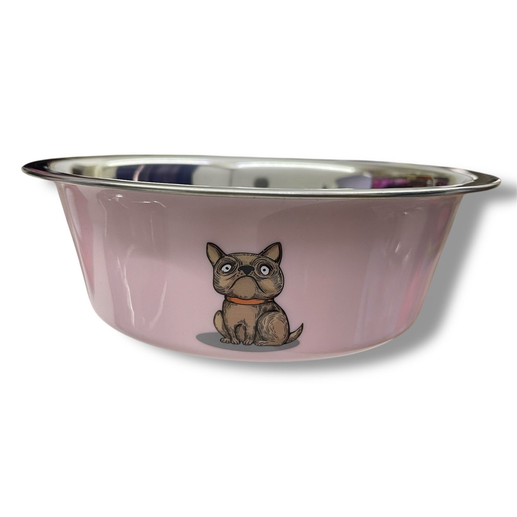 COMEDERO HONDO ACERO INOX COLORES CON HUELLA ANTIDESLIZANTE CHICO 14CM