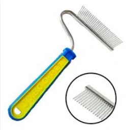 RASTRILLO PEINE DE ACERO INOX. CON MANGO DE GOMA