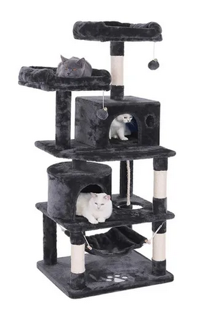 RASCADOR TORRE 5 PISOS 2 CAMAS 2 CUEVAS 1 HAMACA 60x50x145cm