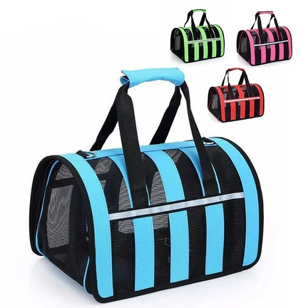 BOLSO TRANSPORTADOR CON MALLA TELA FRANJAS GRANDE 49x28x27cm
