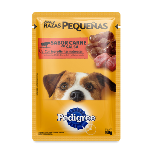 PEDIGREE POUCH DOG ADULTO RAZAS PEQUEÑAS SABOR CARNE 100GR PROMO (6x5)