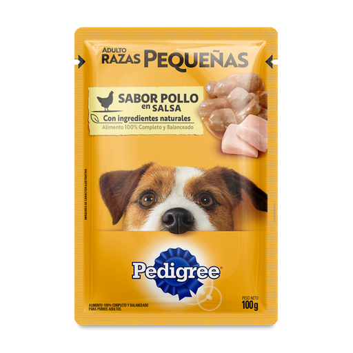 PEDIGREE POUCH DOG ADULTO POLLO RAZAS PEQUEÑAS 100GR PROMO (4X3)