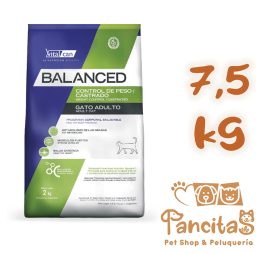 [VC] VITAL CAN BALANCED  CAT CONTROL DE PESO/ CASTRADO 7,5KG PROMO