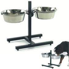 [6016] COMEDERO EN ALTURA REGULABLE ACERO INOX DOBLE 2X25CM