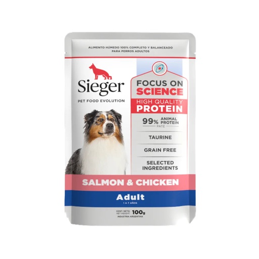 SIEGER DOG SALMON Y POLLO POUCH 100GR PROMO 5+1