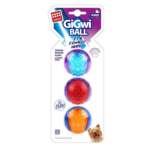 [6409] GIGWI BALL SQUEAK SMALL PACK X3