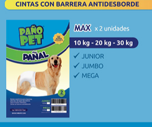 [23982] PAÑO PET PAÑAL PACK X2 MAX JUMBO 10 a 20kg