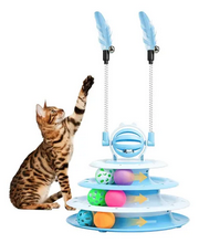 [25298] JUGUETE GATO INTERACTIVO 4 PISOS DOBLE PLUMA