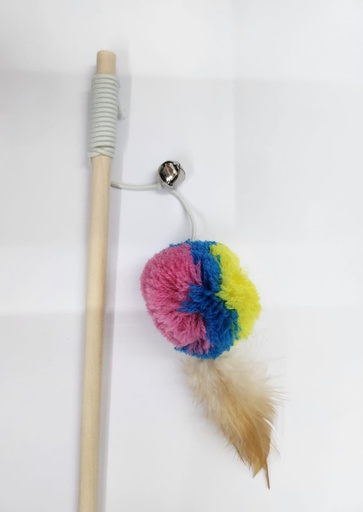 [24060] VARITA DE GATO POMPON COLORIDO CON PLUMA
